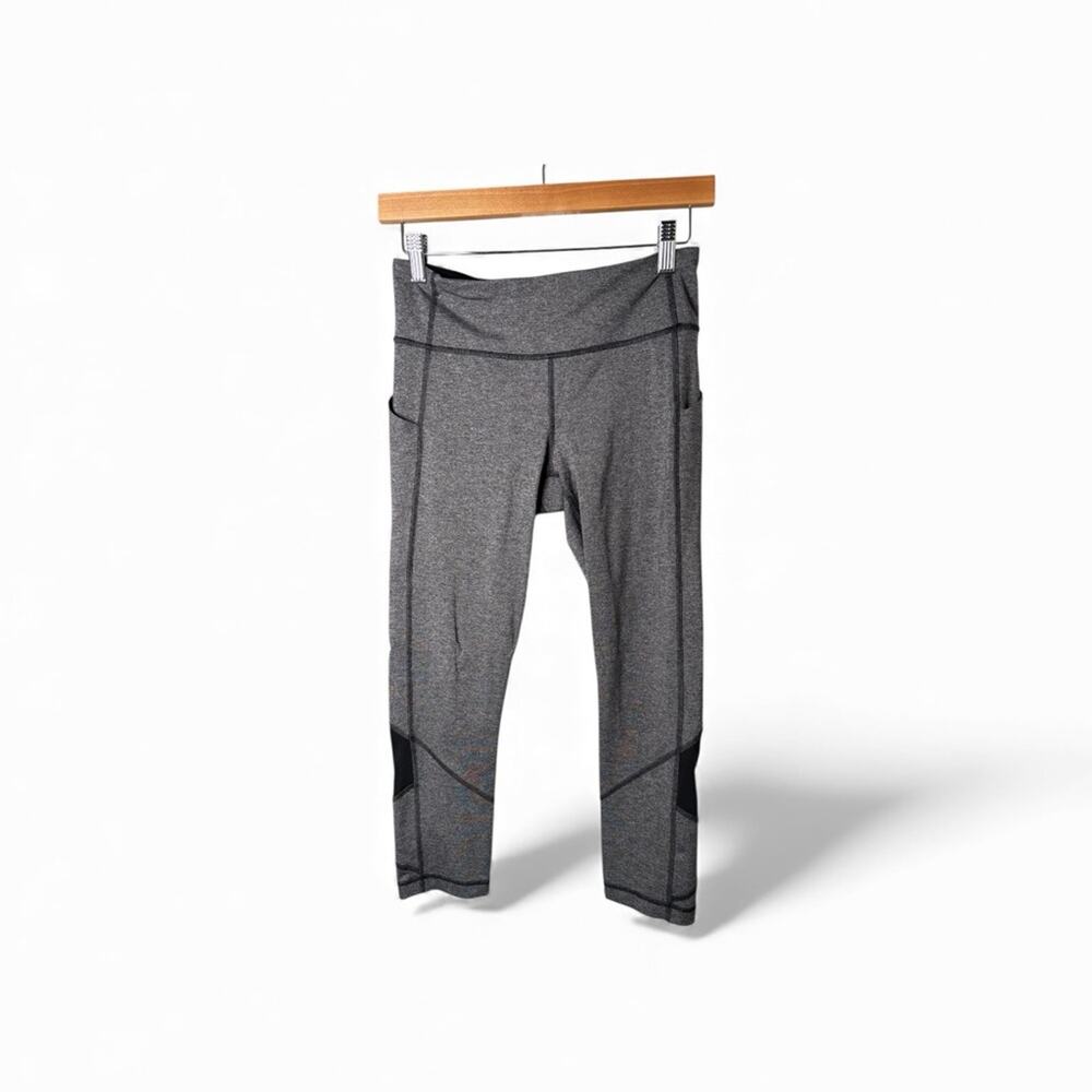 Lululemon Pace Rival Crop 22” Leggings Full On Luxtreme Heather Gray Black Sz 6